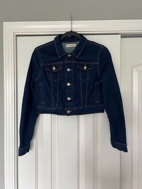 Dark Blue Women's Cropped Denim Jacket - Timeless Jean Jacket